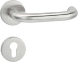 HERMAT Feuerschutzgarnitur Basic 2 Edelstahl PZ abgerundet DIN L/R für Türstärke 40−58 mm