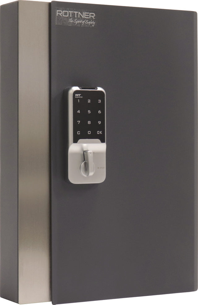ROTTNER Schlüsselschrank Key Home 24 – Stahl, Elektronikschloss, 24 Haken, 385x265x60 mm