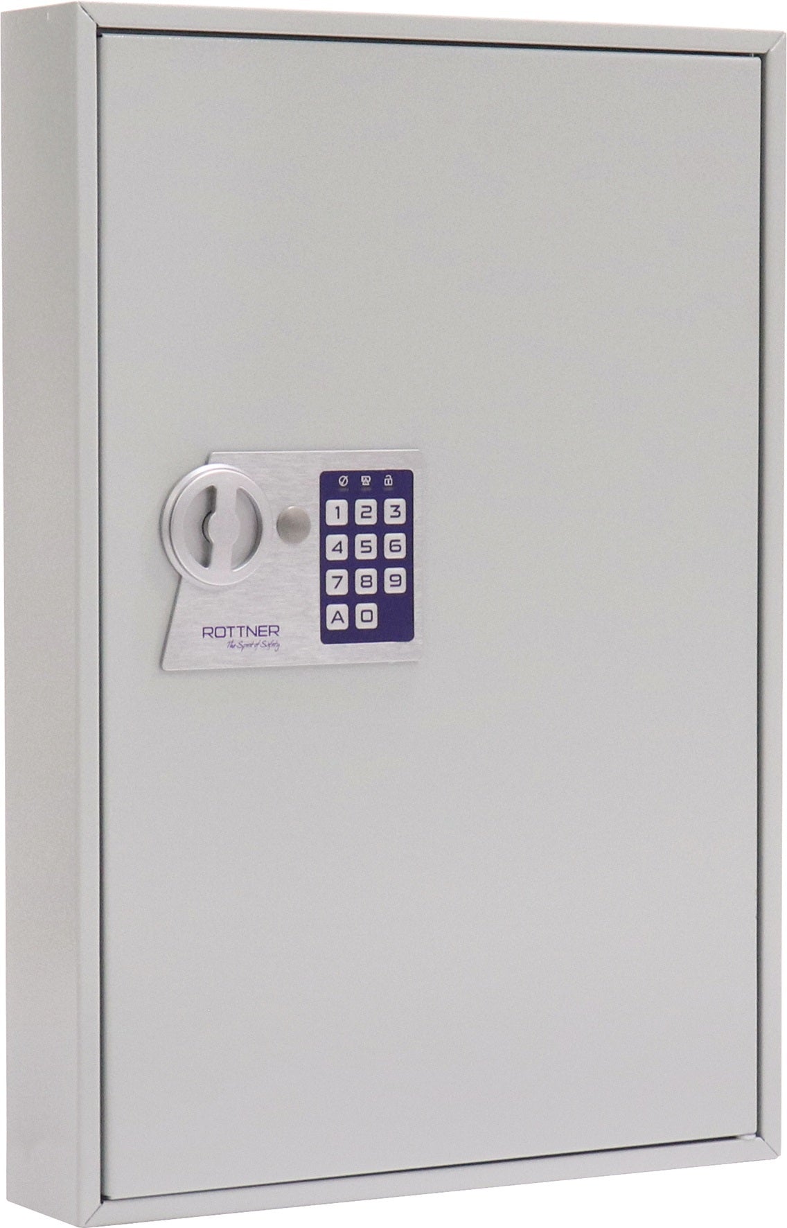ROTTNER Schlüsselschrank S 50 – 1-türig, Elektronikschloss, 50 Haken, lichtgrau