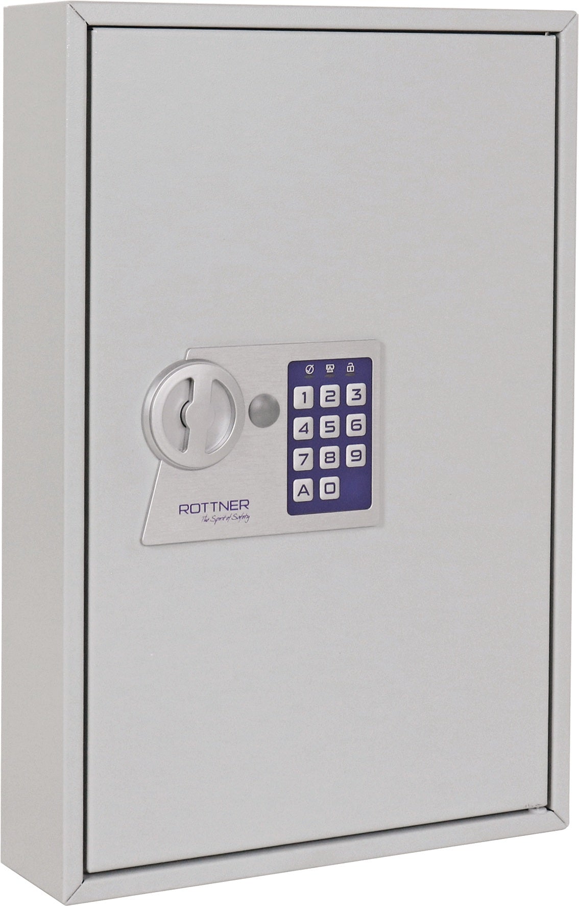 ROTTNER Schlüsselschrank S 50 – 1-türig, Elektronikschloss, 50 Haken, lichtgrau