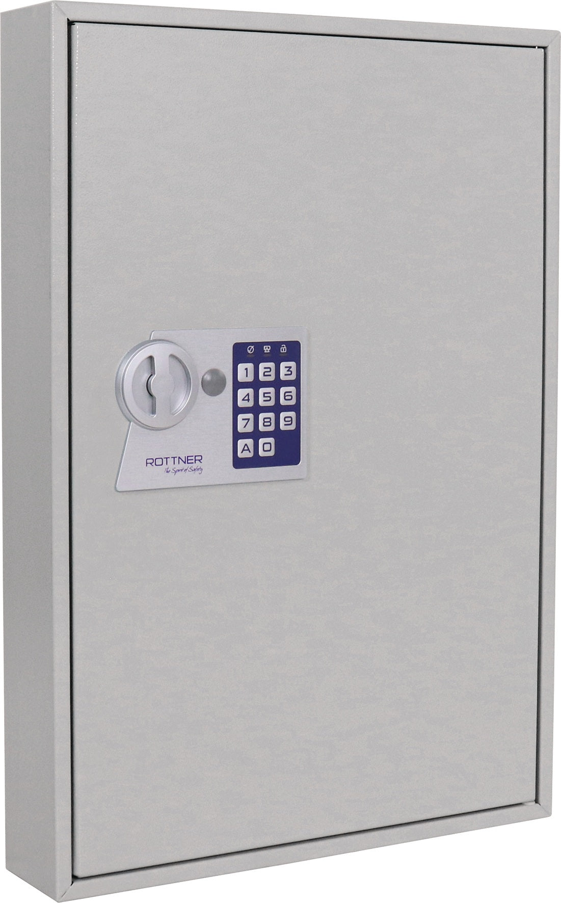 ROTTNER Schlüsselschrank S 50 – 1-türig, Elektronikschloss, 50 Haken, lichtgrau