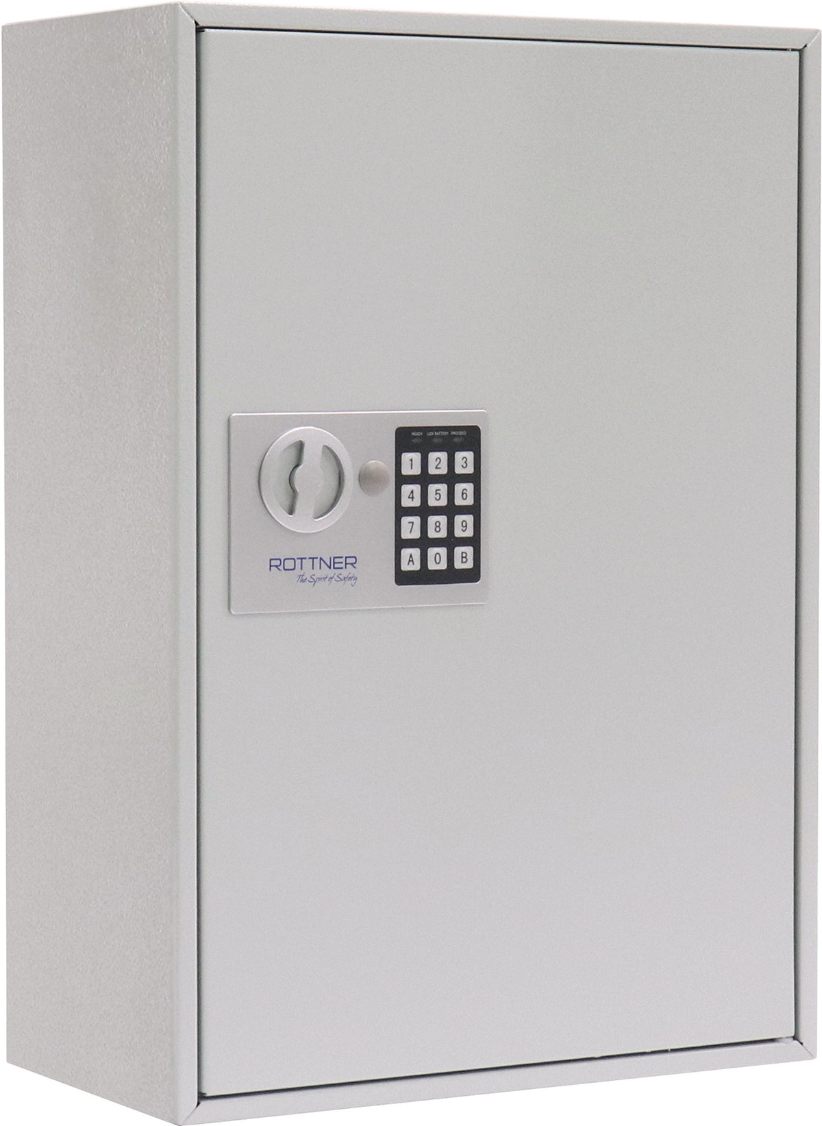 ROTTNER Schlüsselschrank S 50 – 1-türig, Elektronikschloss, 50 Haken, lichtgrau