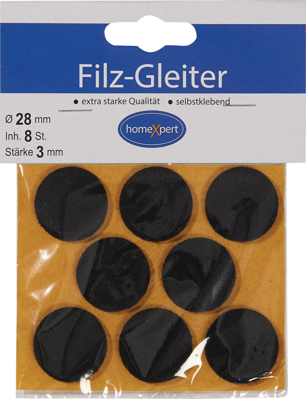 Filzgleiter 17 mm braun selbstklebend von HANSI-Siebert – 16 Stück SB-Karte