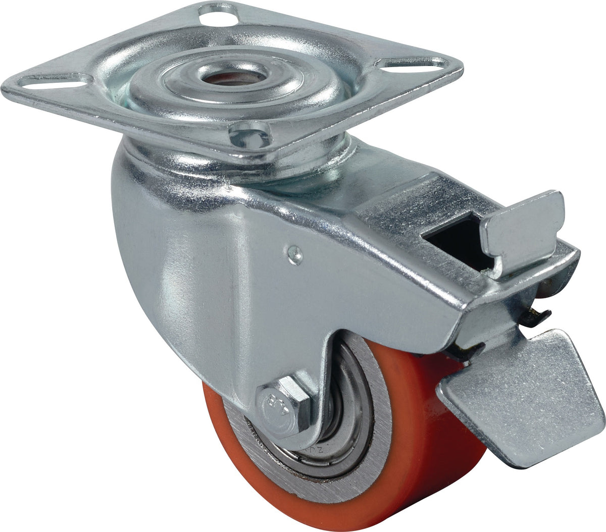 BS ROLLEN Lenkrolle mit Feststeller 35 mm Polyurethan, 100 kg Tragkraft, kompakte Bauform