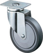 BS ROLLEN Lenkrolle 100 mm mit Anschraubplatte, Gummi grau, Tragfähigkeit 80 kg