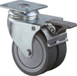 BS ROLLEN Doppel-Lenkrolle 50 mm mit Feststeller, Gummi grau, 60 kg Traglast
