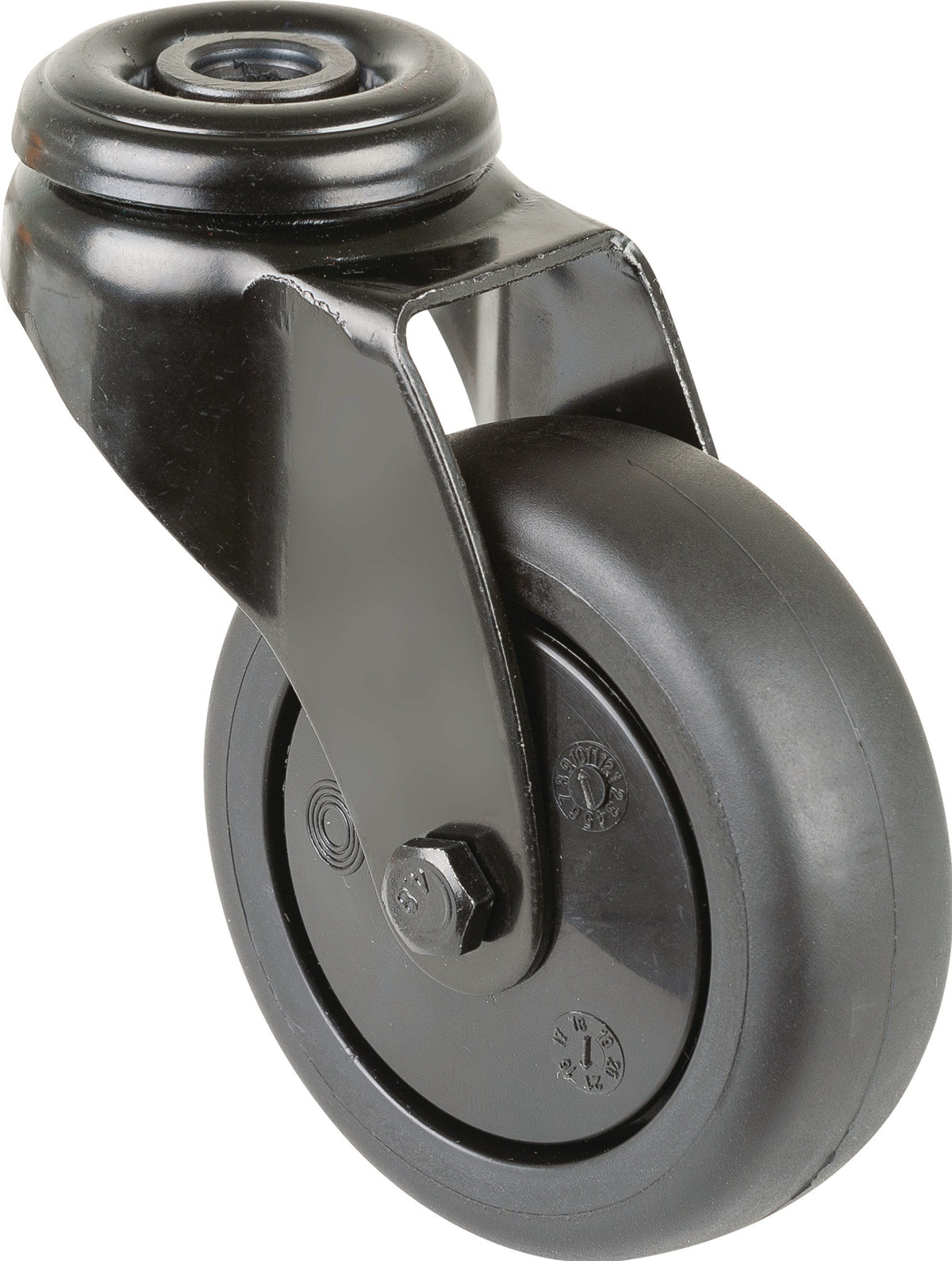 BS ROLLEN Lenkrolle 50 mm mit Rückenloch, Kugellager, Gummi schwarz, 50 kg Tragfähigkeit