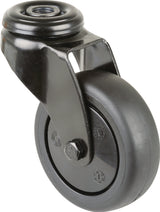 BS ROLLEN Lenkrolle 50 mm mit Rückenloch, Kugellager, Gummi schwarz, 50 kg Tragfähigkeit