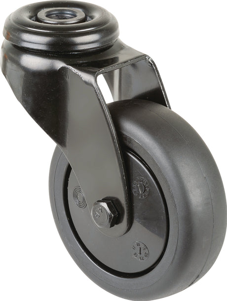 BS ROLLEN Lenkrolle 50 mm mit Rückenloch, Kugellager, Gummi schwarz, 50 kg Tragfähigkeit