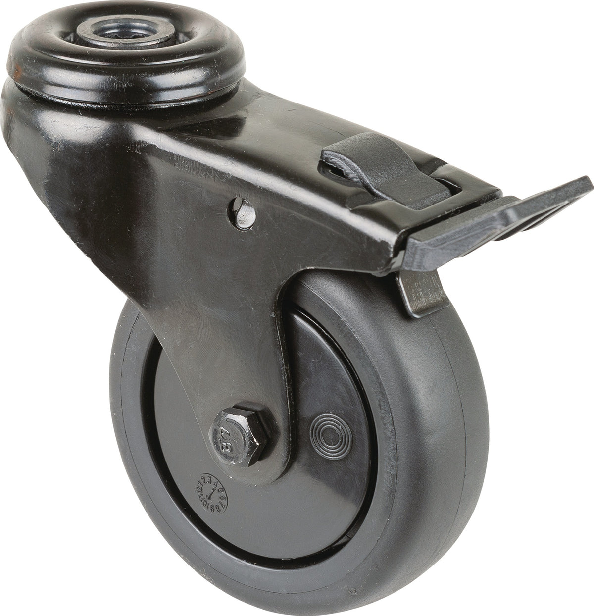 BS ROLLEN Lenkrolle mit Totalfeststeller 50 mm Gummi schwarz, Tragfähigkeit 50 kg