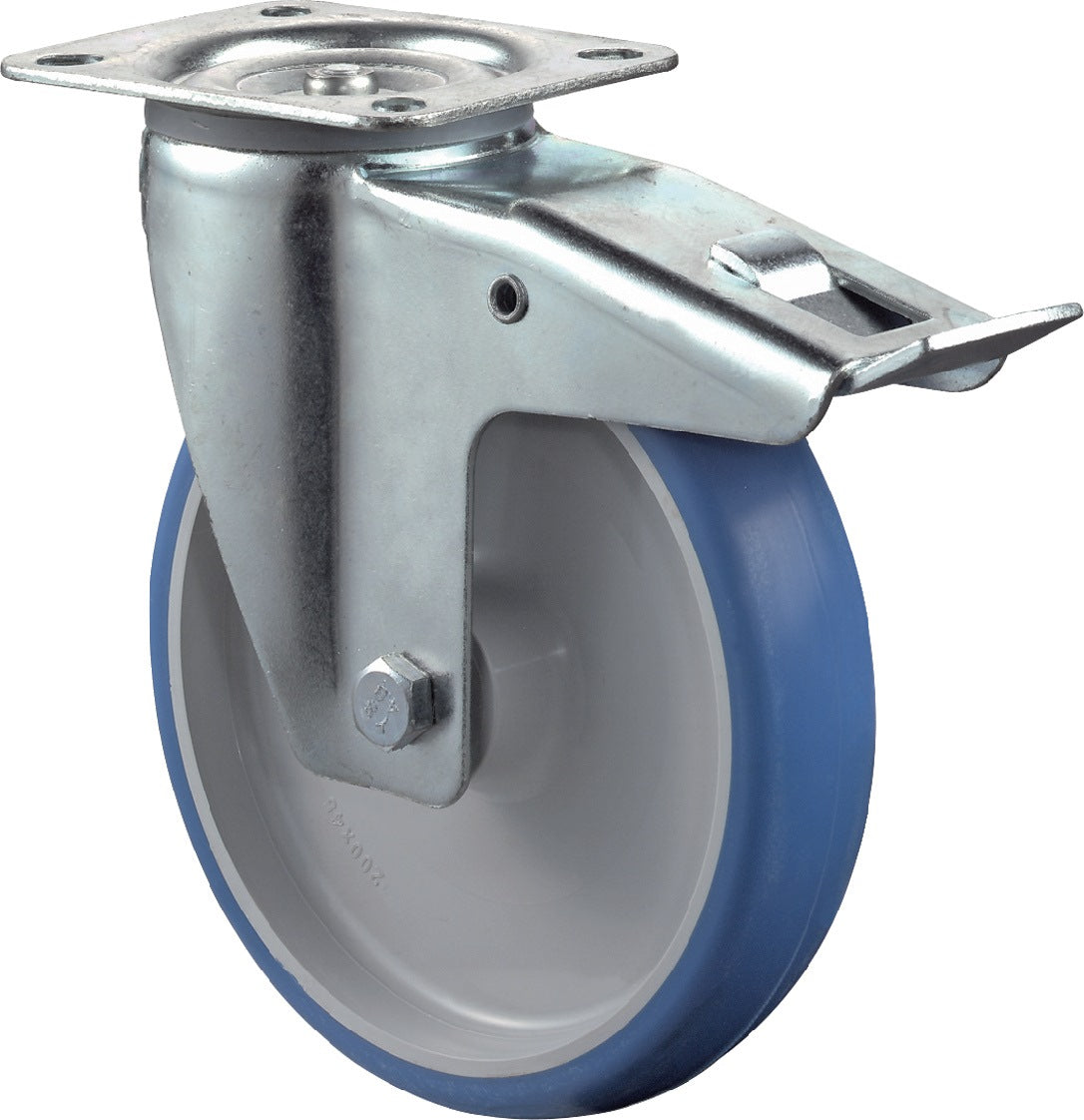 Lenkrolle m.Festst.PU 104x80mm blau BS ROLLEN