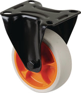 BS ROLLEN Bockrolle 80 mm Gummi, 100 kg Tragfähigkeit, Anschraubplatte, hellgrau