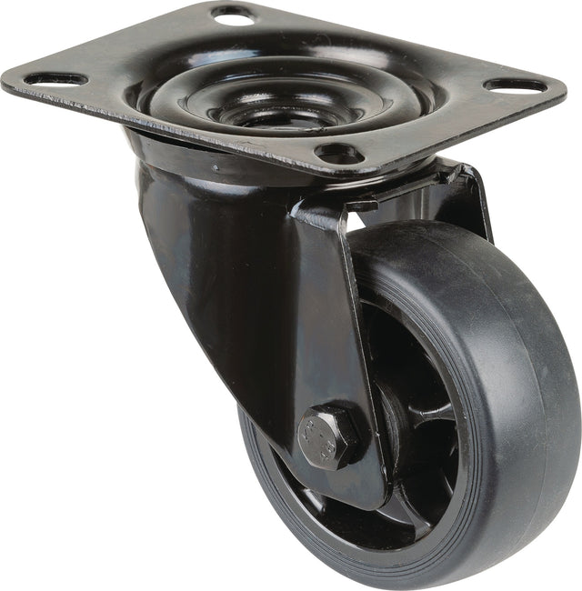 BS ROLLEN Lenkrolle 80 mm Gummi, 100 kg Tragfähigkeit, Anschraubplatte L104xB80