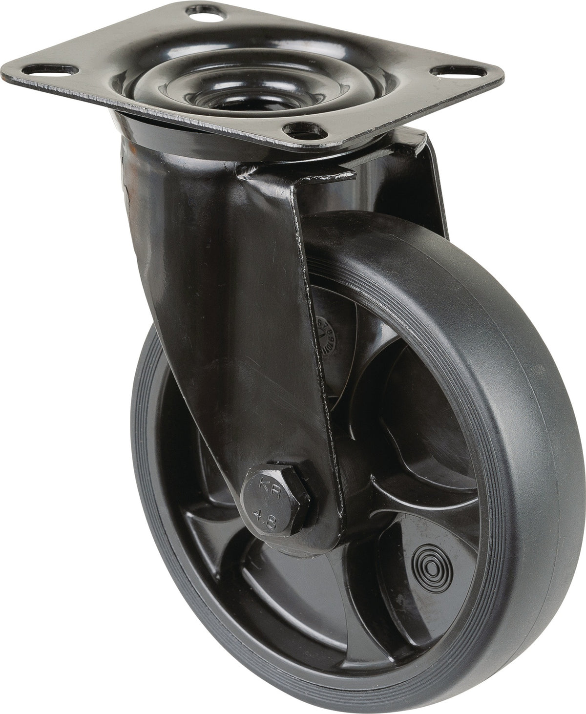 BS ROLLEN Lenkrolle 80 mm Gummi, 100 kg Tragfähigkeit, Anschraubplatte L104xB80