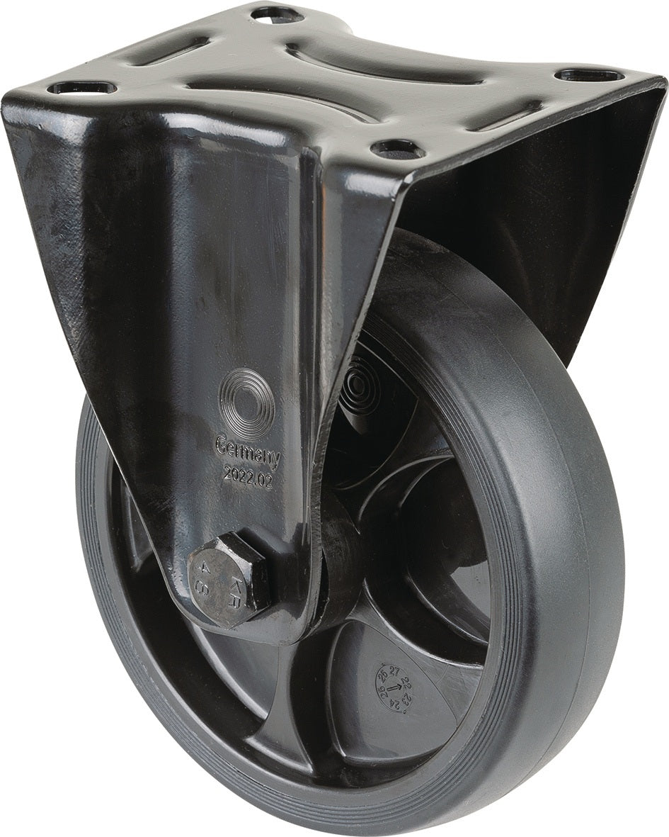 BS ROLLEN Bockrolle 80 mm Gummi mit Anschraubplatte, Tragfähigkeit 100 kg