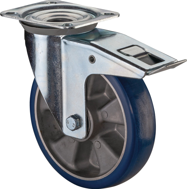 BS ROLLEN Lenkrolle 80 mm mit Feststeller, Polyurethan, 170 kg Tragfähigkeit