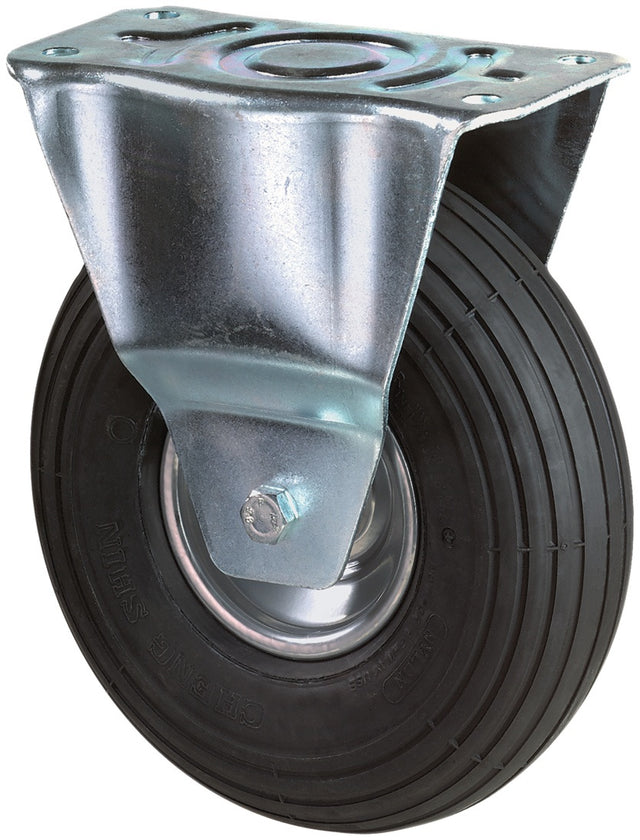 BS ROLLEN Luftrad Bockrolle 200 mm mit Anschraubplatte, Rillenprofil, 75 kg Tragfähigkeit