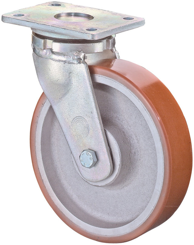 BS ROLLEN Schwerlast-Lenkrolle 125 mm Guß-Polyurethan, 550 kg, mit Anschraubplatte