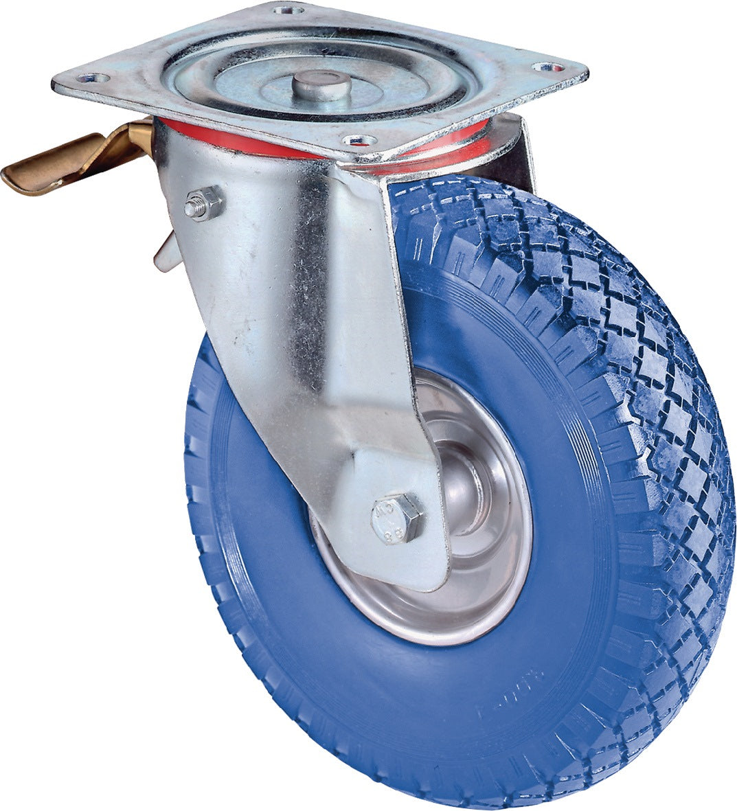 BS ROLLEN Lenkrolle 200 mm mit Feststeller, Polyurethan pannensicher, 75 kg
