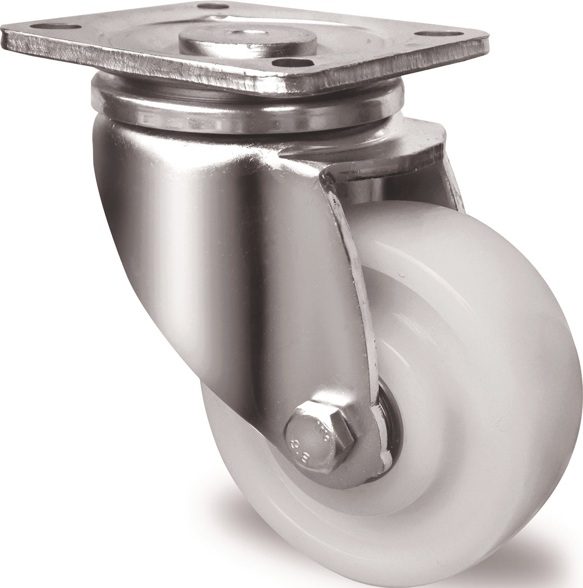 PROMAT Schwerlast-Lenkrolle 75 mm mit Anschraubplatte, Tragfähigkeit 300 kg, weiß