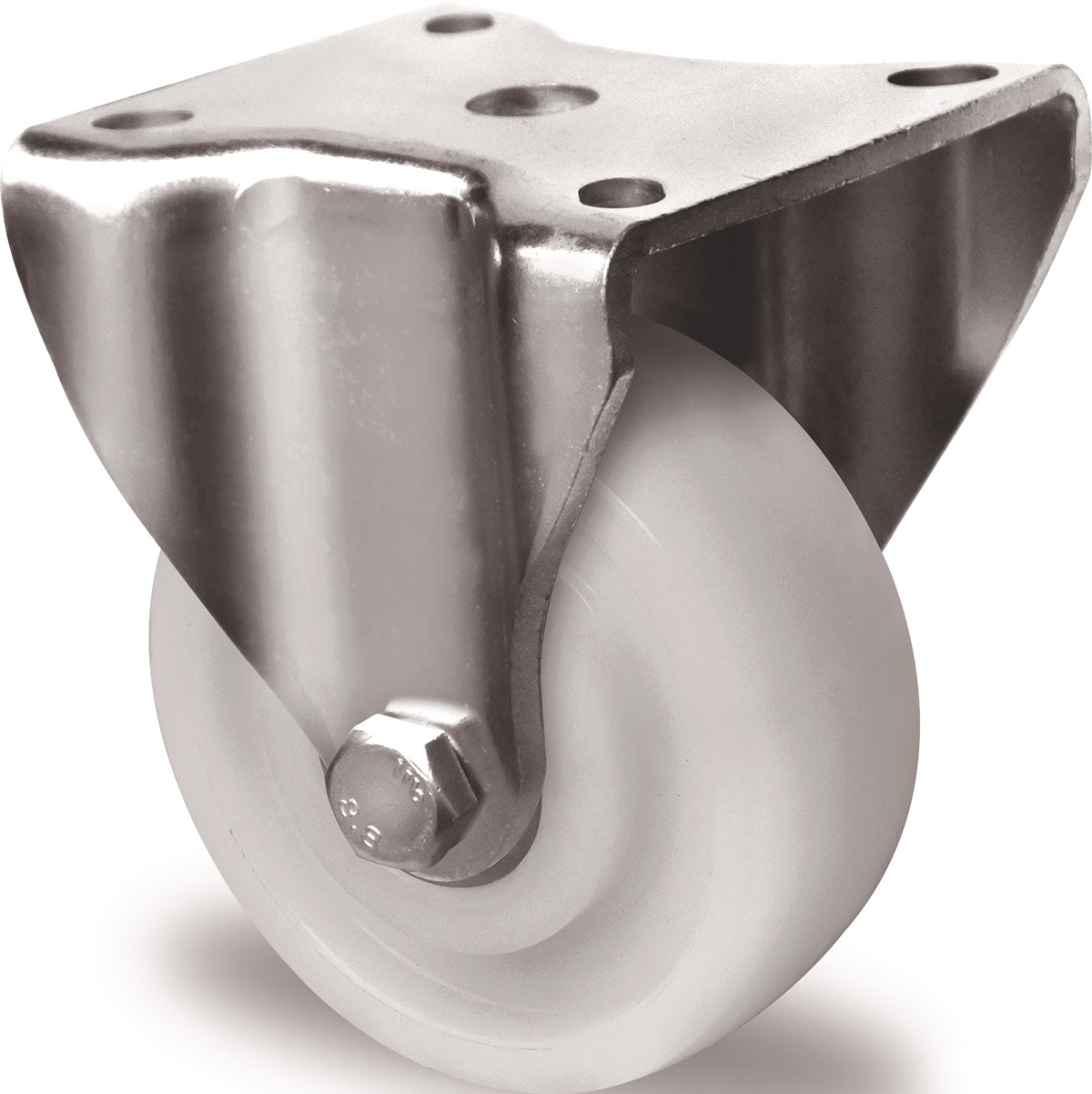 PROMAT Schwerlast-Bockrolle 100 mm, 500 kg Tragfähigkeit, Polyamid weiß, Platte 100x88 mm