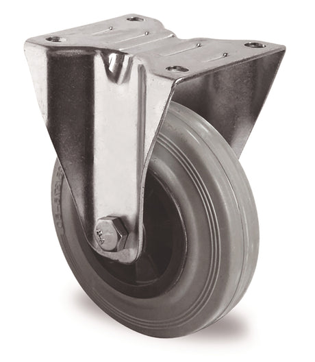 PROMAT Bockrolle 160 mm Vollgummi mit Rollenlager, 135 kg Tragkraft, Plattenbefestigung
