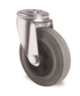 PROMAT Lenkrolle 160 mm Vollgummi grau, Polypropylen-Radkörper, Rückenlochbefestigung, 135 kg Tragfähigkeit