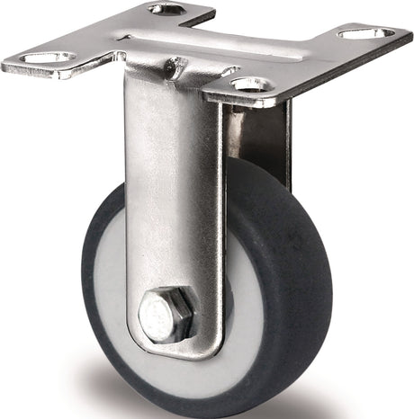 PROMAT Bockrolle 50 mm TPE Gleitlager Edelstahl 50 kg mit Anschraubplatte