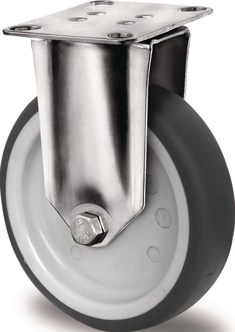 PROMAT Bockrolle 50 mm TPE Gleitlager Edelstahl 50 kg mit Anschraubplatte