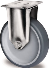 PROMAT Bockrolle 50 mm TPE Gleitlager Edelstahl 50 kg mit Anschraubplatte