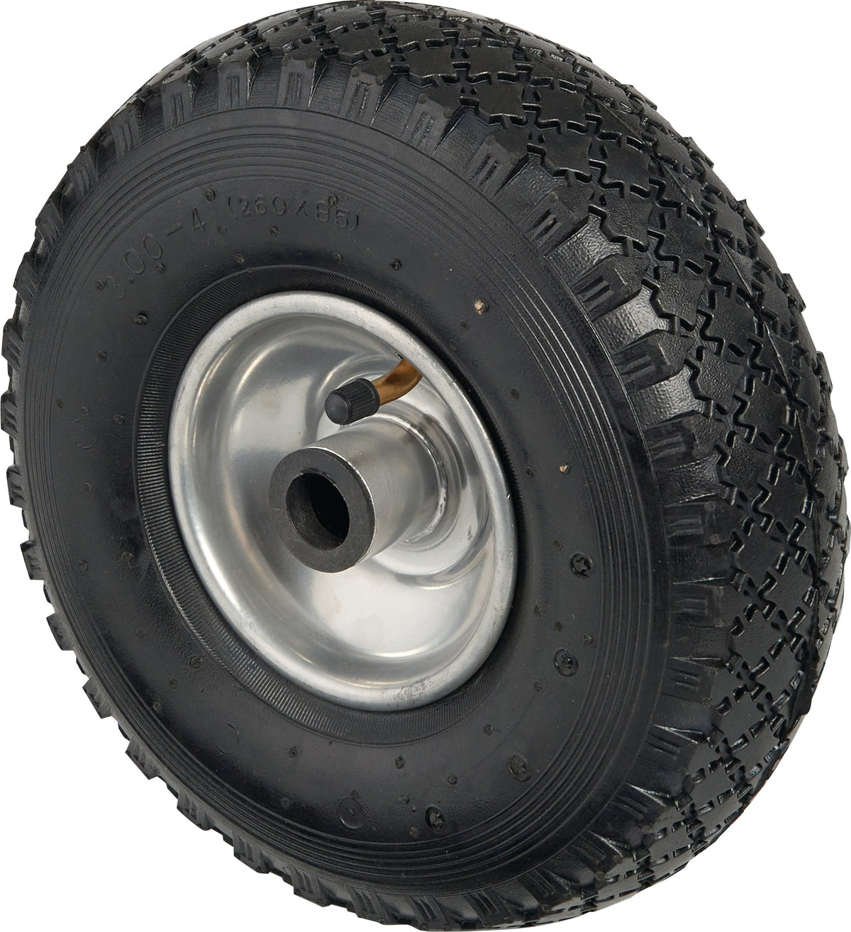 NORDWEST Luftrad 260 mm mit Stollenprofil, Tragfähigkeit 130 kg, Stahlblechfelge verzinkt