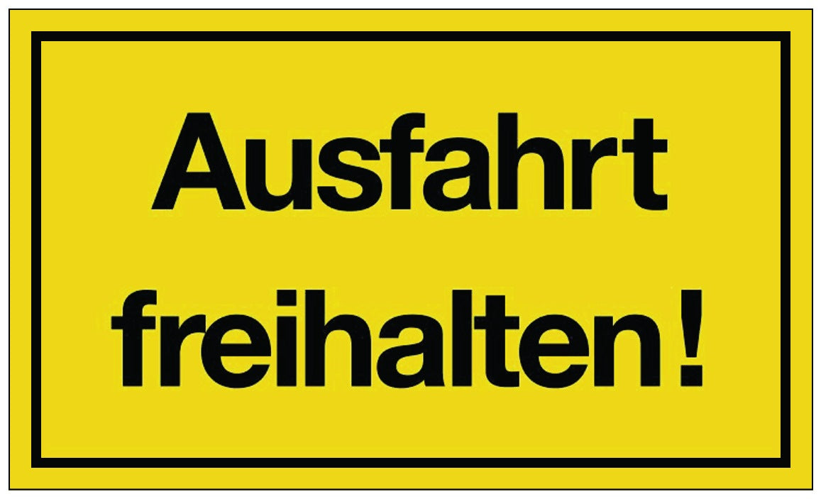 Hinweiszeichen Ausfahrt freihalten! 250x150 mm gelb schwarz Kunststoff von Siebdruck Jäger