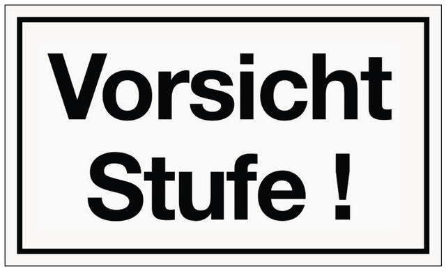 Hinweiszeichen Vorsicht Stufe Kunststoffschild 250x150 mm weiß schwarz von Siebdruck Jäger – 10 Stück