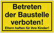 Hinweiszeichen Betreten der Baustelle verboten L250xB150mm gelb schwarz Kunststoff von Siebdruck Jäger