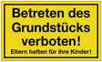 Hinweiszeichen Grundstück betreten verboten 250x150 mm gelb schwarz Kunststoff von Siebdruck Jäger – 10 Stück