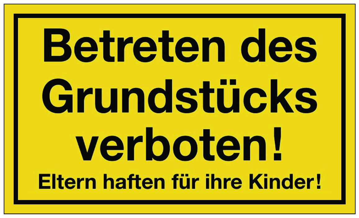 Hinweiszeichen Grundstück betreten verboten 250x150 mm gelb schwarz Kunststoff von Siebdruck Jäger – 10 Stück