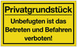 Hinweiszeichen Privatgrundstück 400x250 mm gelb schwarz Kunststoff von Siebdruck Jäger – 10 Stück