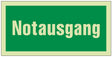 Rettungszeichen BGV A8 Notausgang grün/weiß von Siebdruck Jäger – 297 x 148 mm, lang nachleuchtend