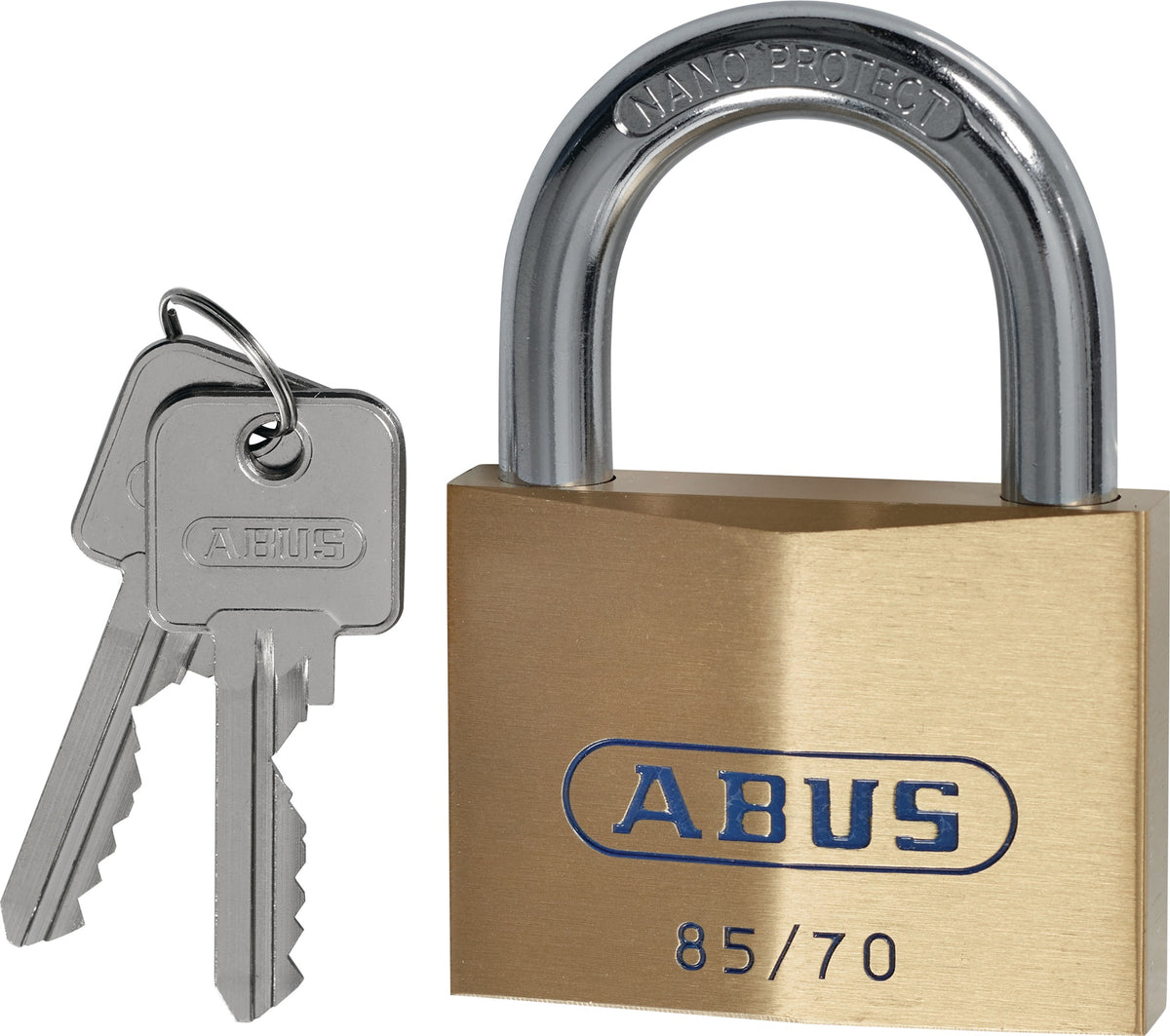 ABUS Zylindervorhangschloss 85/50HB80 – Messing, hoher Bügel, verschließend, 50 mm