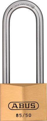 ABUS Zylindervorhangschloss 85/50HB80 – Messing, hoher Bügel, verschließend, 50 mm