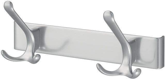 HERMETA Huthakenleiste 0822 – 2 Haken, Leichtmetall silberfarbig eloxiert, 96 mm Ausladung