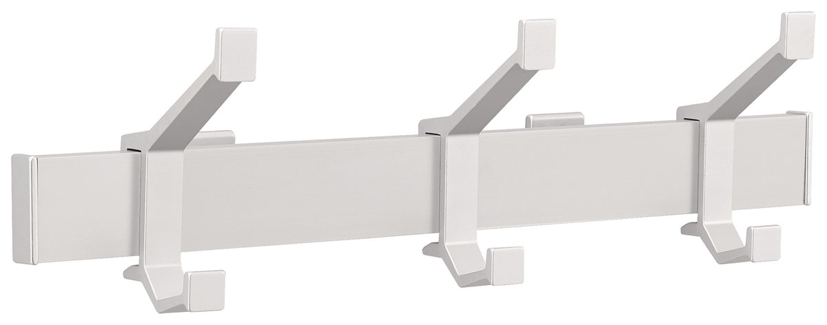 HERMETA Wandgarderobe Alu.F1 matt silber – 3 Hut-/Mantelhaken, 410 mm, Wandmontage