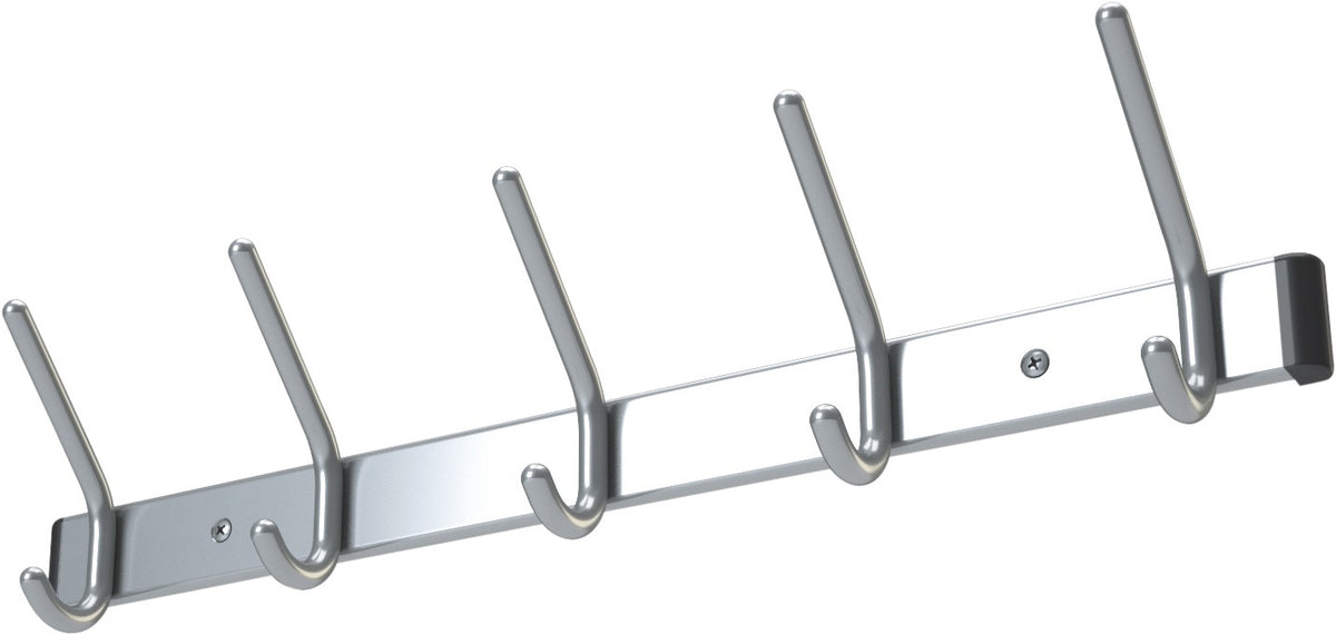 Haarmann Wandgarderobe Aluminium F1 naturfarbig, 700 mm, 5 Hut- und 5 Mantelhaken