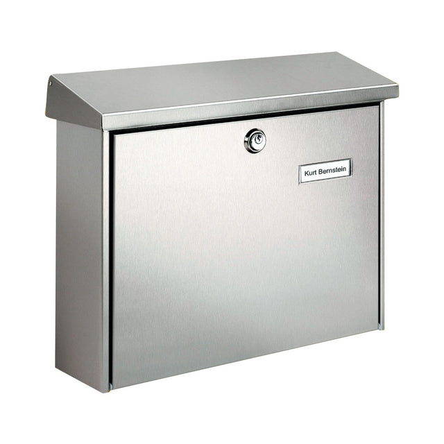 BURG-WÄCHTER Briefkasten Amrum 3867 Ni Edelstahl DIN C4 mit Regendach und Briefhalter