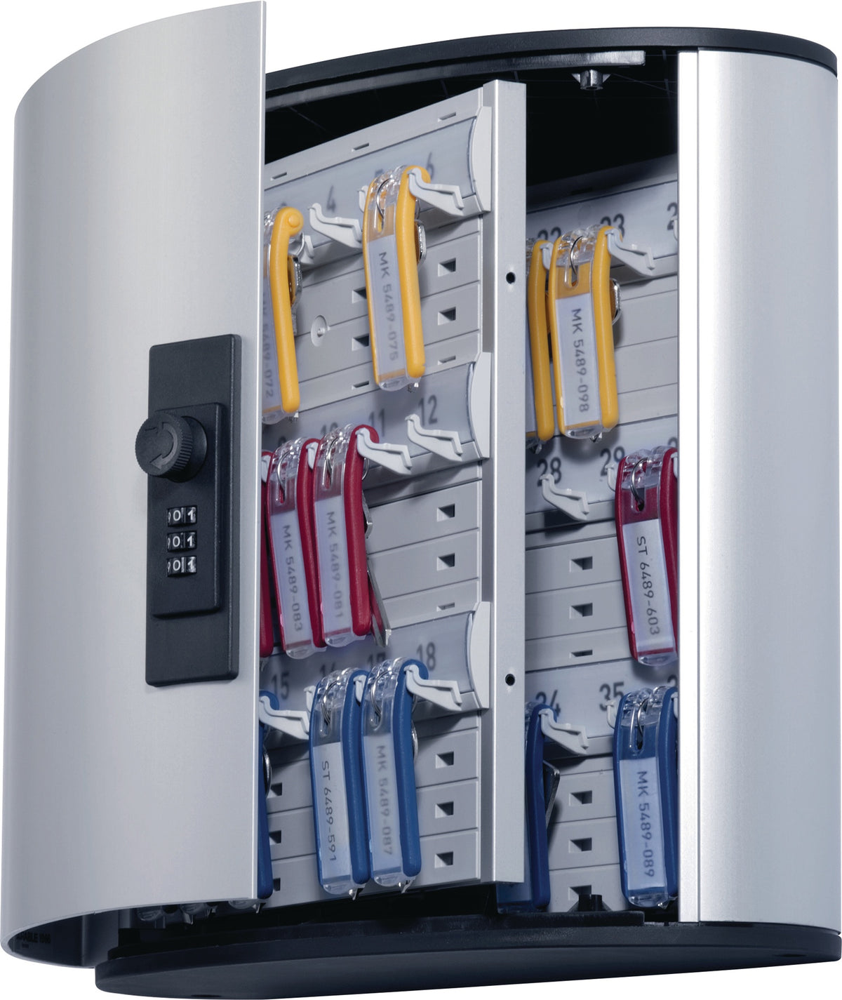 DURABLE Key-Box Schlüsselschrank Aluminium 36 Haken Zylinderschloss 280x302x118 mm