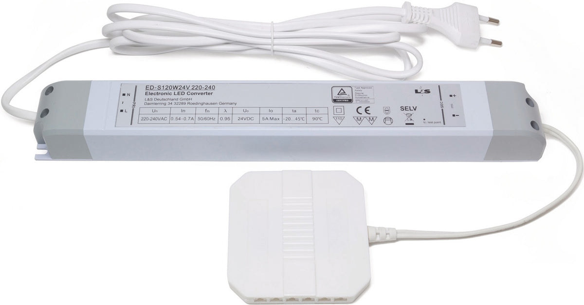 L&S LED-Konverter 230 V auf 12 V, 15 W, 6-fach Verteiler für Möbelbeleuchtung