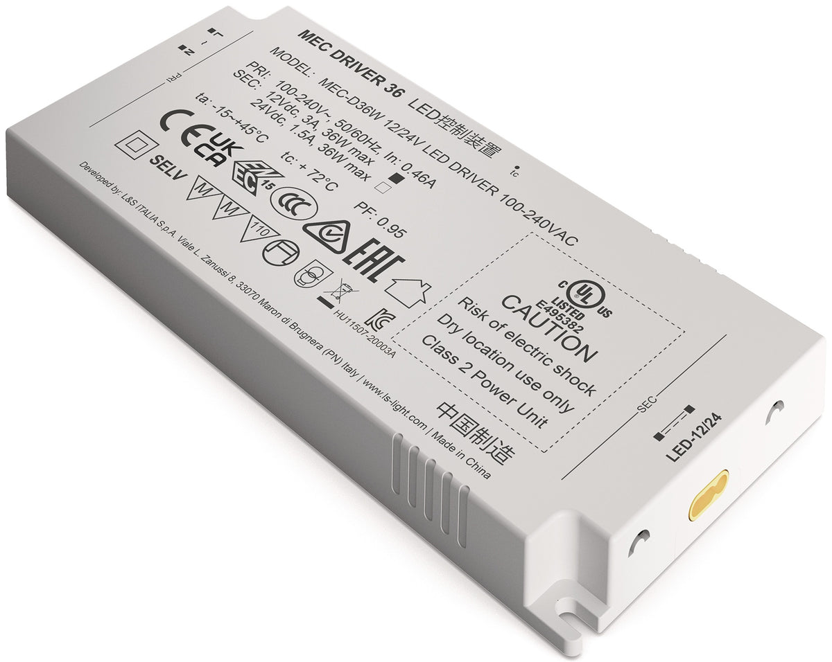 L&S LED Konverter 18 W, 100–240 V AC auf 12 + 24 V DC, IP20, dimmbar