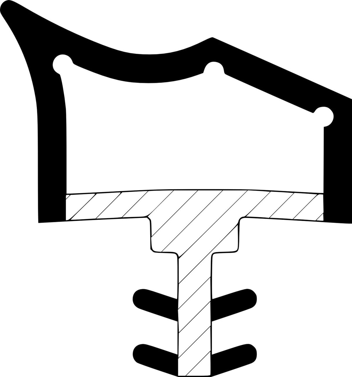 Zimmertürdichtung ADTP-433-2K von GFA – 2-Komponenten-Profil, Nut 4 mm, Falz 12 mm, 5 m