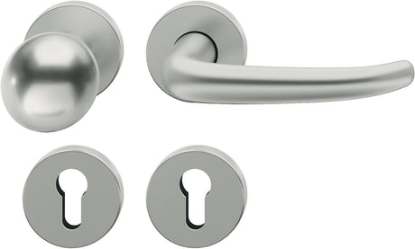 FSB Rosettengarnitur 12 1023 Alu naturfarbig U-Form DIN L/R Drückergarnitur mit Knopf