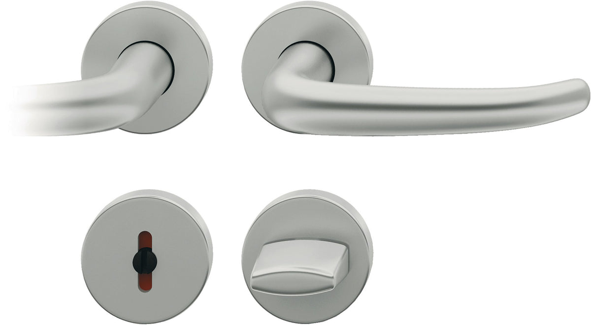 FSB Rosettengarnitur 12 1023 Alu naturfarbig U-Form DIN L/R Drückergarnitur mit Knopf